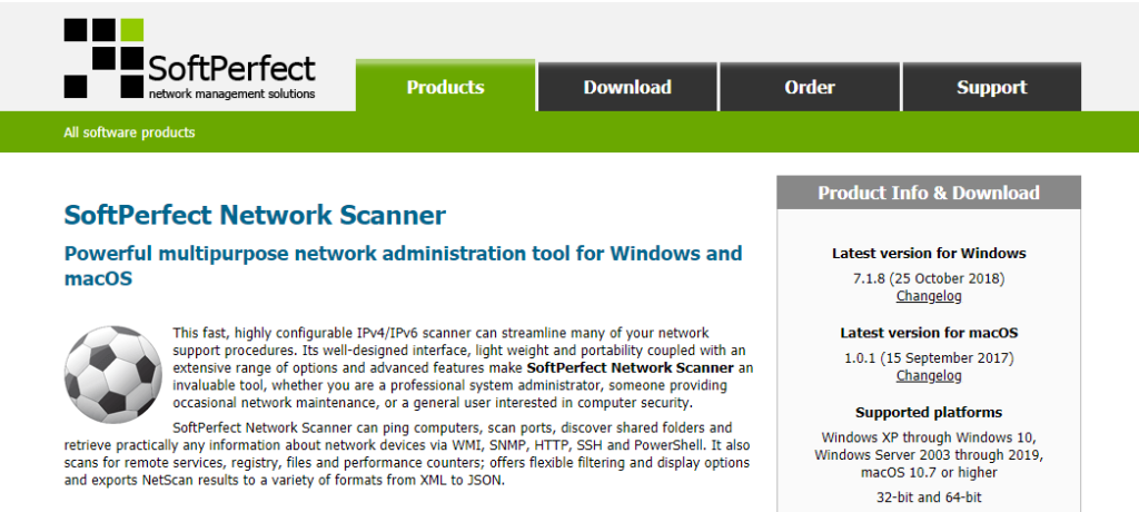 softperfect network scanner hostname shows ip