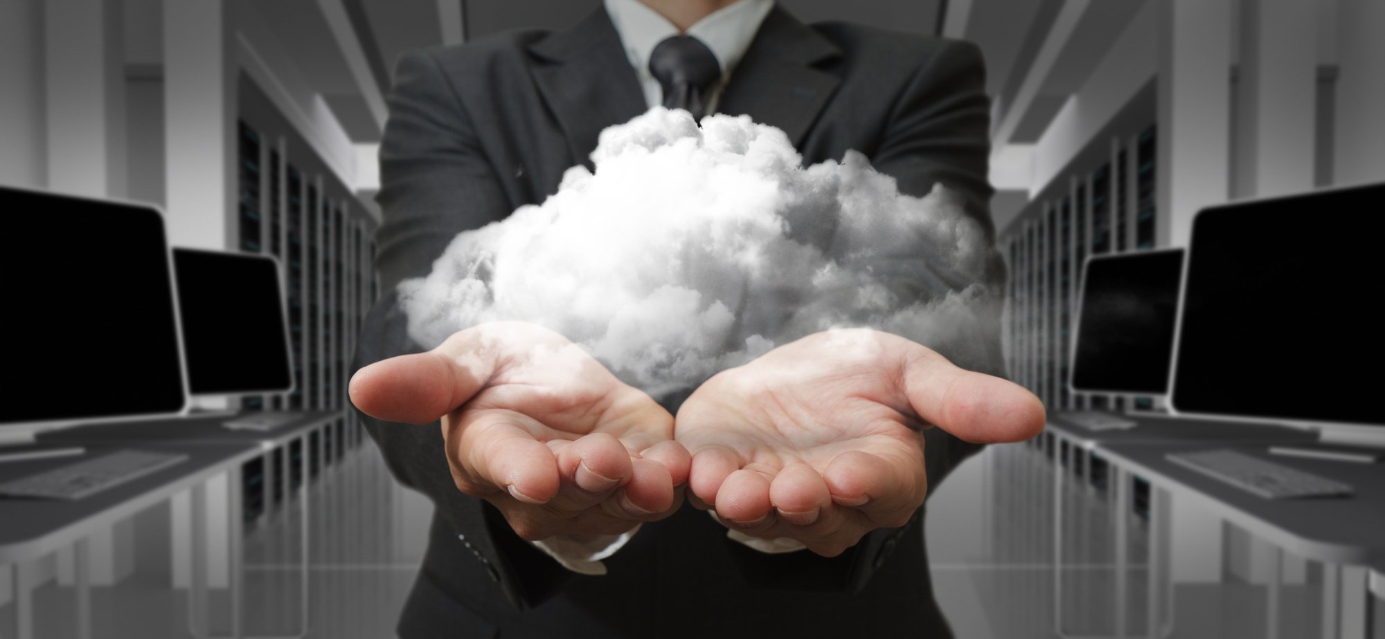 Businessman  and the cloud computing concept
